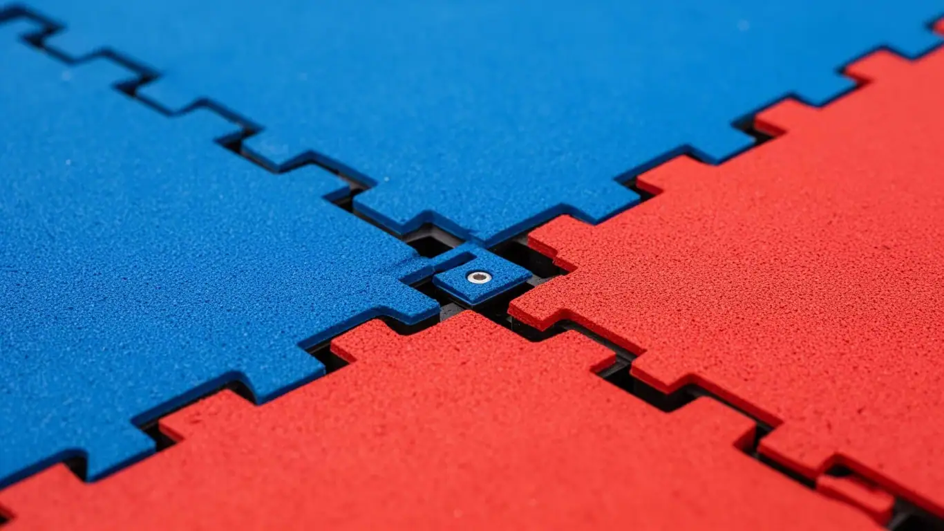 GTC FIT locking mechanism mitigates space between modular court tiles, strengthens seams, and increases firmness for better play